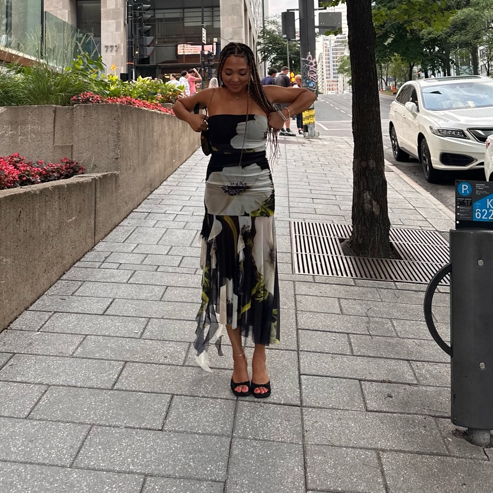 Zara 2033 floral black printed dress